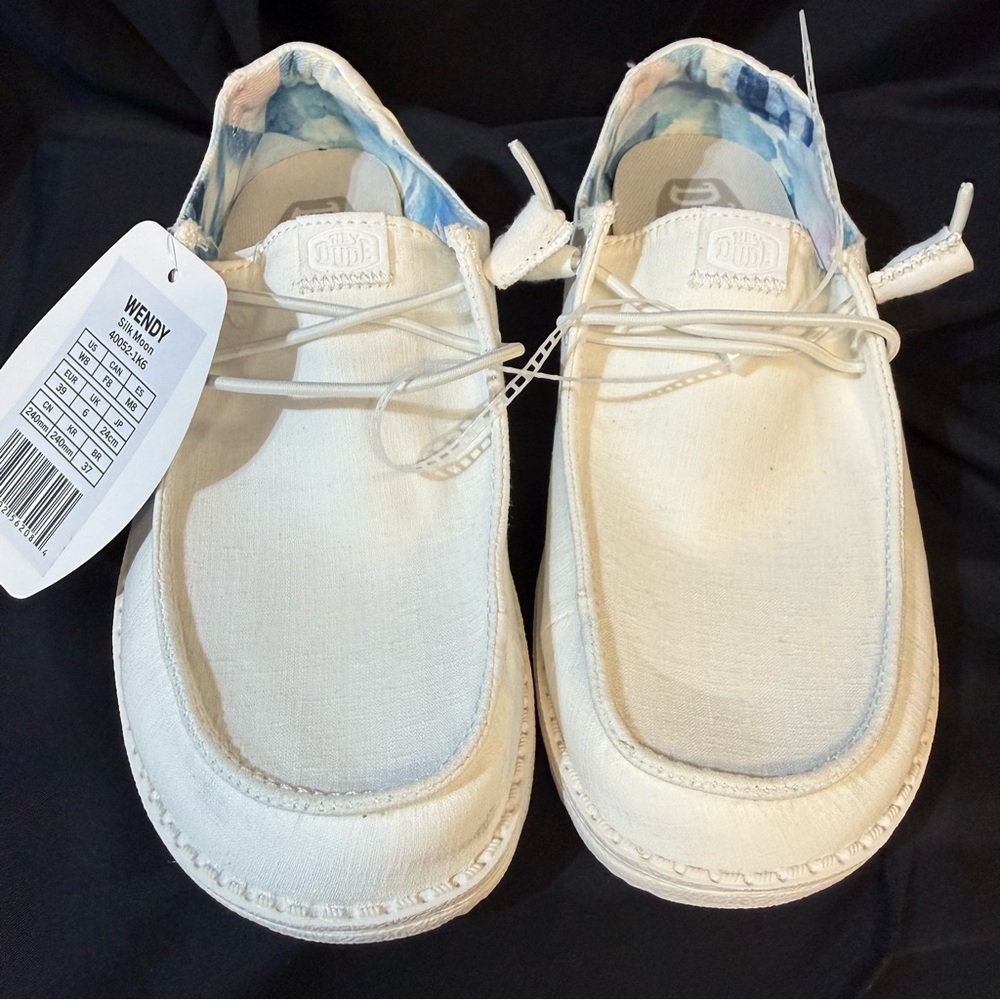 Hey Dude White Canvas Slip-On Loafers for Women - Picture 3 of 10